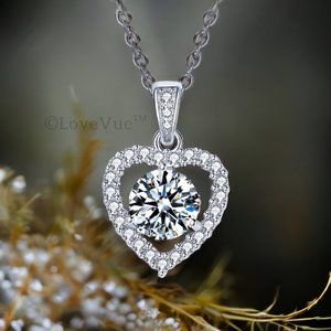 Certified 1ct. t.w. Diamond Heart Frame Halo Necklace VVS1 GRA Certified